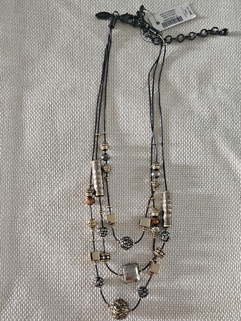 Chico's Black and Gold Multi-Strand Bead Necklace
